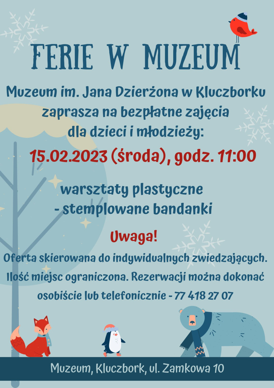15.02.2023 o godz. 11.00 dzieci i młodzież zapraszamy na bezpłatne zajęcia