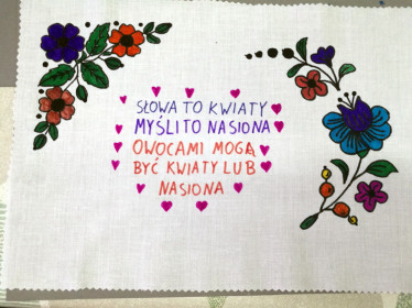 Makatka autorska - wykonana podczas warsztatów