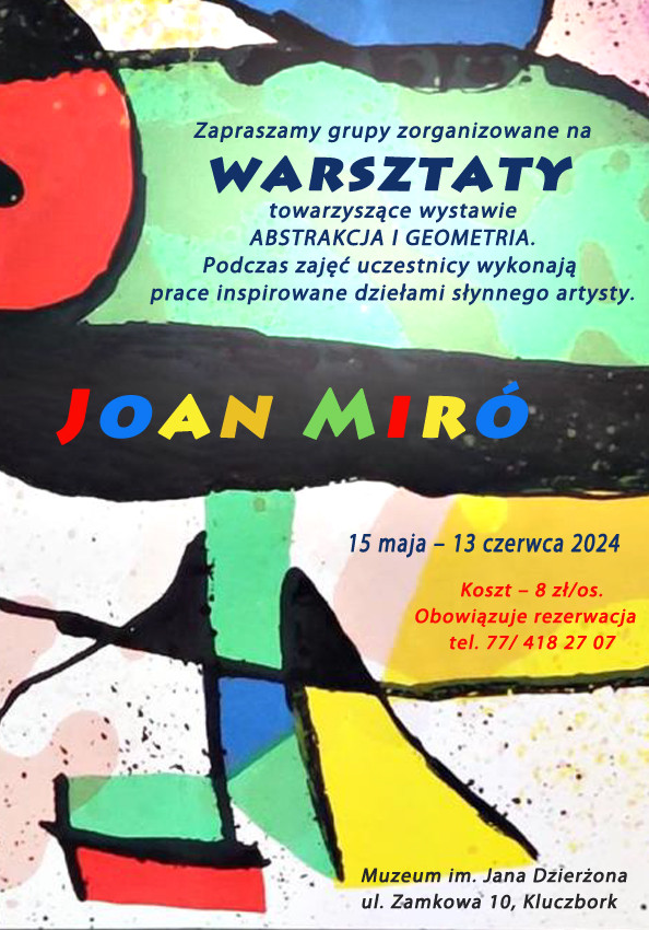 Warsztaty dla grup zorganizowanych, 15 maja-13 czerwca, koszt 8 zł/os. Podczas zajęć uczestnicy wykonają prace inspirowane dziełami słynnego artysty.