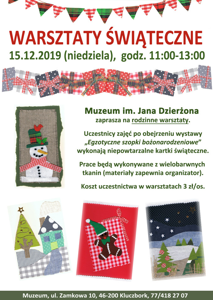 15.12.2019 r., godz. 11.00-13.00 warsztaty wykonywania kartek świątecznych