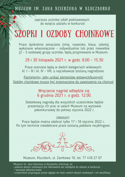 Konkurs na szopki i ozdoby choinkowe - plakat